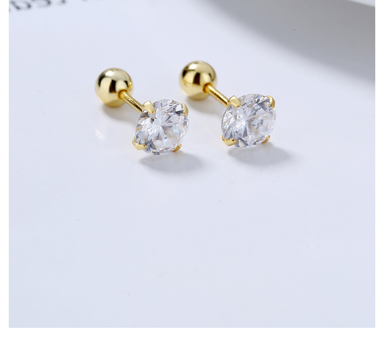 1 Pair Simple Style Solid Color Plating Inlay Sterling Silver Zircon Ear Studs display picture 1