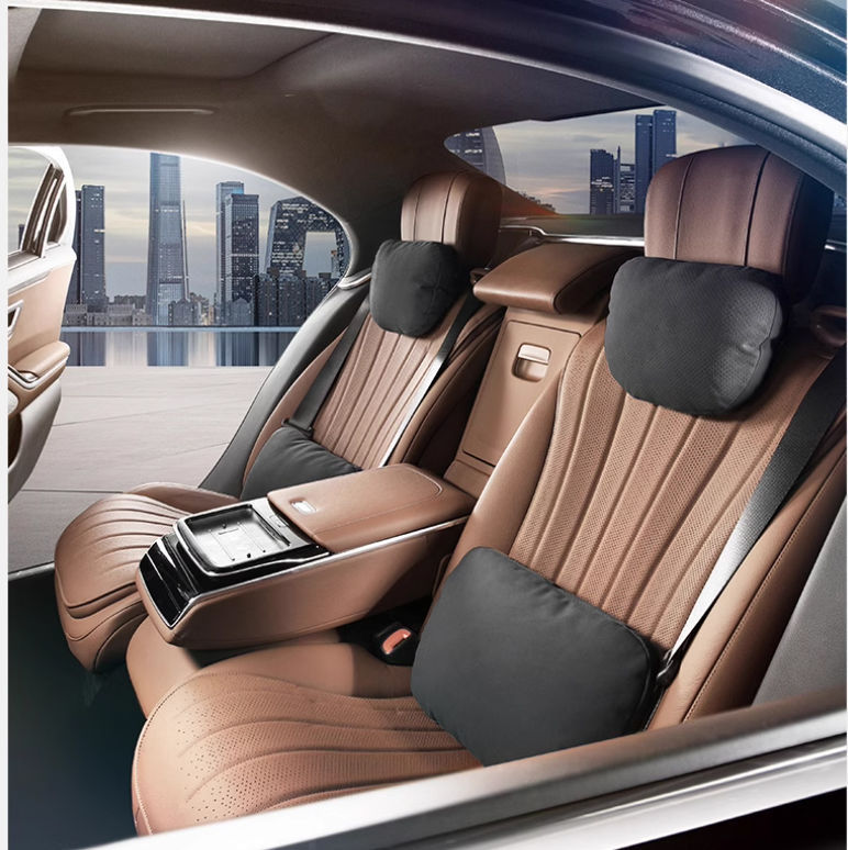 Car Suitable for Maybach Mercedes Suede Headrest Car Pillow Lumbar Support Neck Protection Car Cervical Seat Cushion
