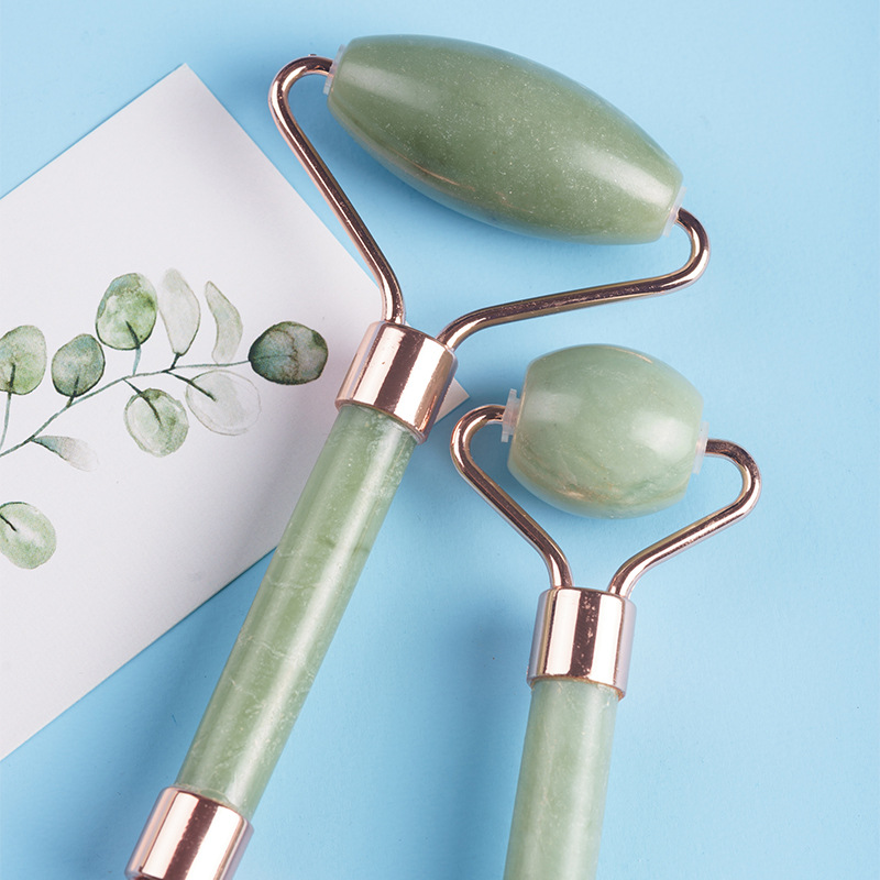 Redondo y cómodo fácil de sostener el rodillo de masaje Xiuyu de doble cabeza suave rodillo de jade facial rodillo de jade contenedor de belleza