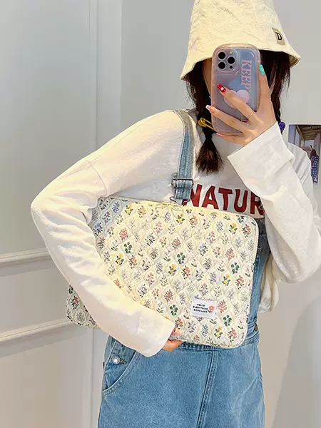 Korean Style Simple Shockproof ipad Tablet Bag macbook13 Inch Cute Floral Laptop Sleeve Bag ins