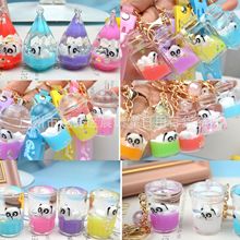 新款入油熊猫漂浮卡通流沙瓶钥匙扣挂件精致挂件香水瓶摆件女挂饰