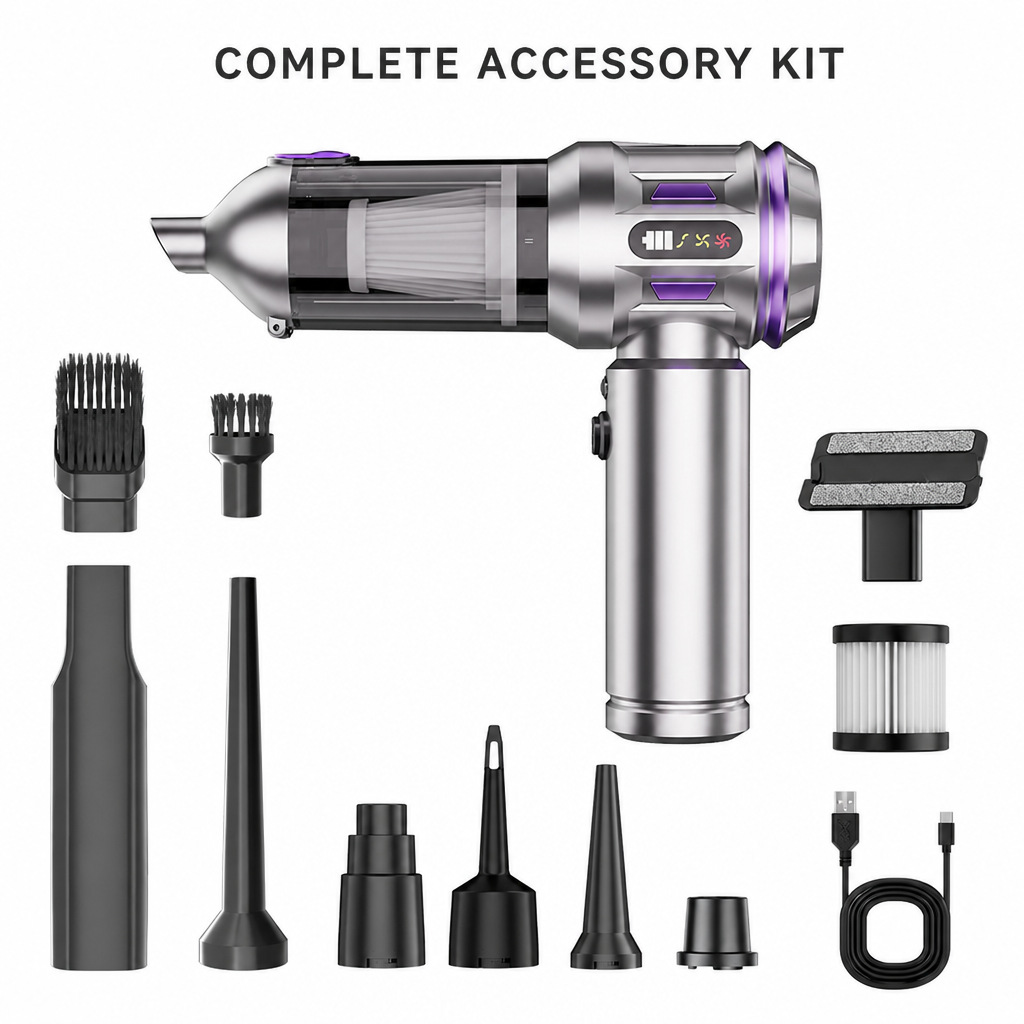 Car Vacuum Cleaner, Rechargeable, Portable, Handheld, Brushless, Small, Powerful Dust Blower, High Suction Vacuum Cleaner, Wireless