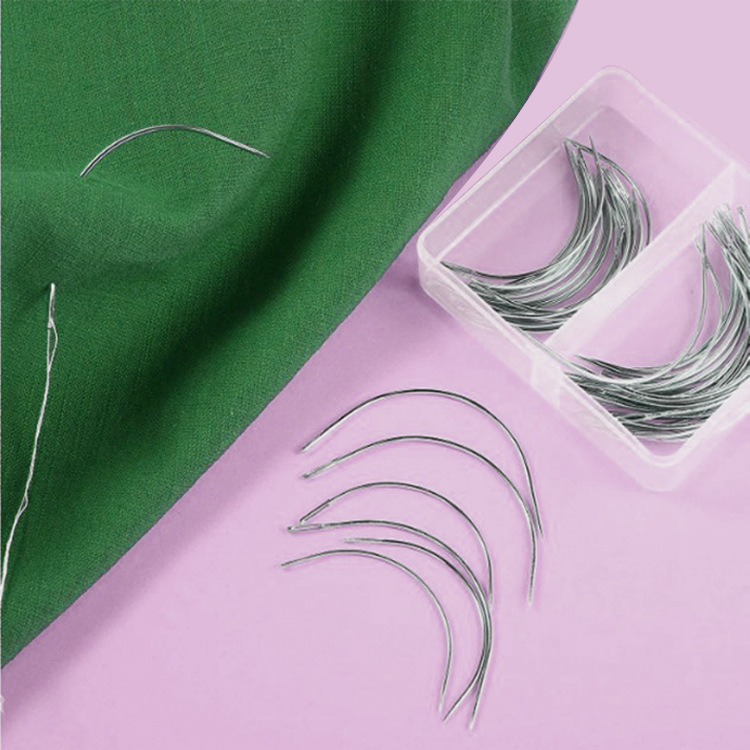 Fábrica directa agujero grande aguja curva en forma de c agujas de cuero hechas a mano agujas curvas agujas de coser agujas de coser DIY agujas de arco