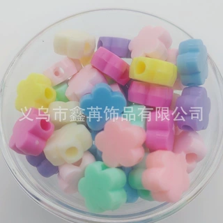 15mm大孔亚克力花朵珠子 马卡龙色DIY手工串珠材料饰品配件散珠子