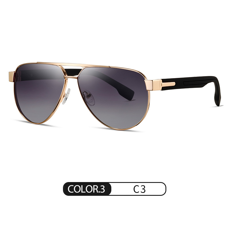 Espejo de sapo de moda clásica S15105 protector solar para hombres al aire libre Gafas de sol polarizadas de metal Gafas de sol de conducción de doble viga