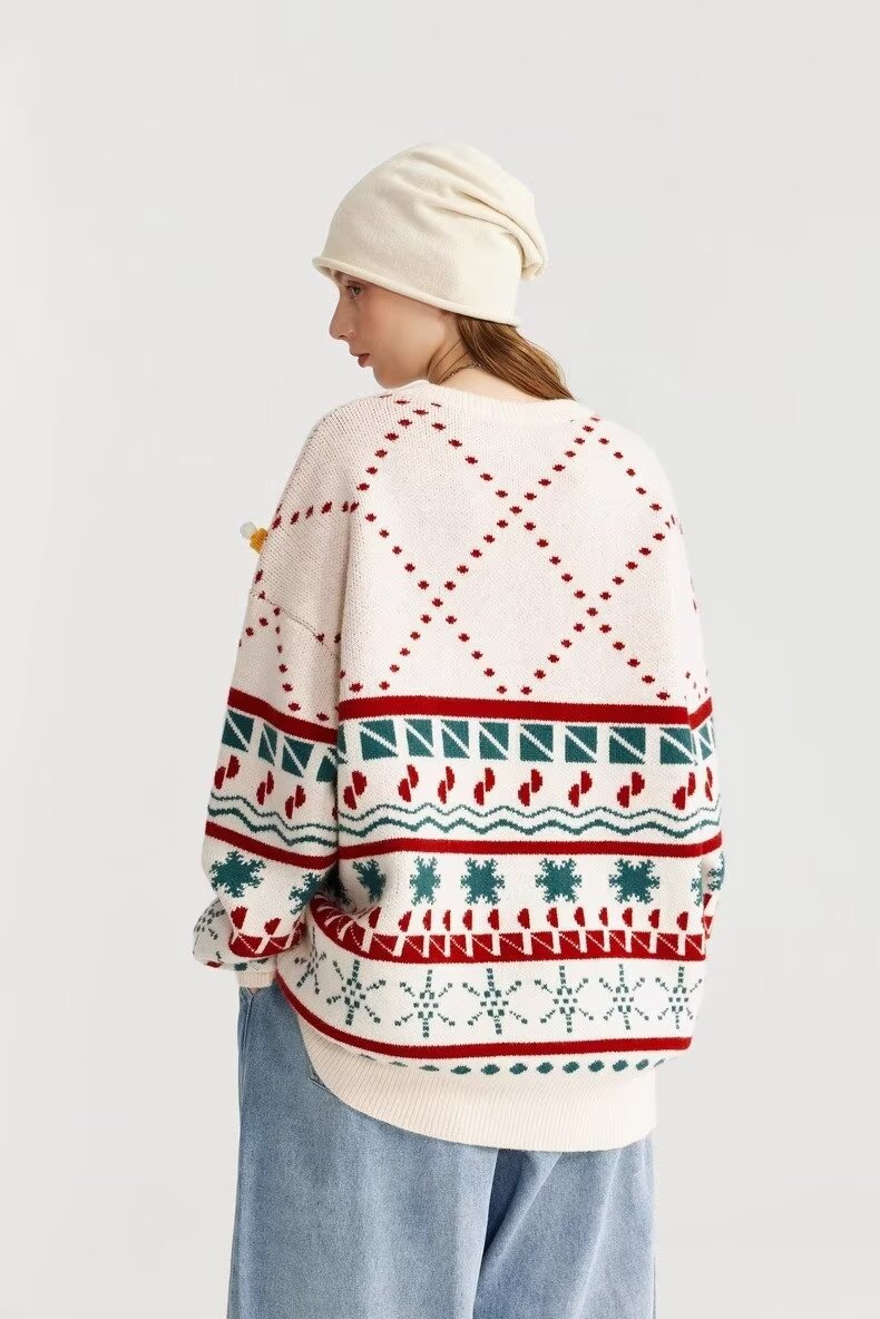 Men's Sweater Knitted Pullover Round Neck Autumn Winter Red Tops_voghion.com