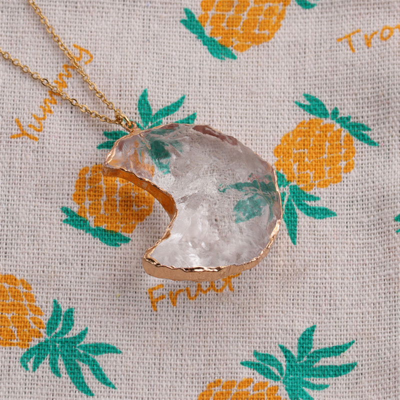 wholesale jewelry irregular heart moon pendant stainless steel necklace nihaojewelry