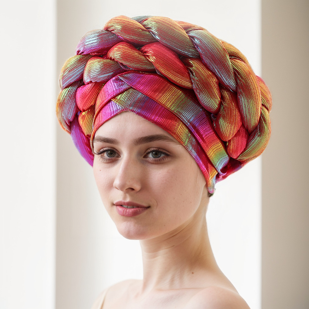 Pălărie musulmană, eșarfă pentru cap, pălărie magică musulmană, pălărie pentru femei cu frunte încrucișată, împletitură dublă_voghion.com