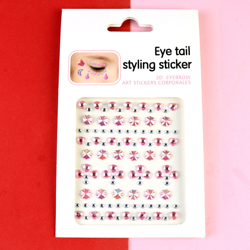 Transfronterizo AB diamantes coloridos joyas de maquillaje de ojos maquillaje facial pegatinas de diamante para niños espectáculo de escenario pegatinas faciales pegatinas de cristal perlas