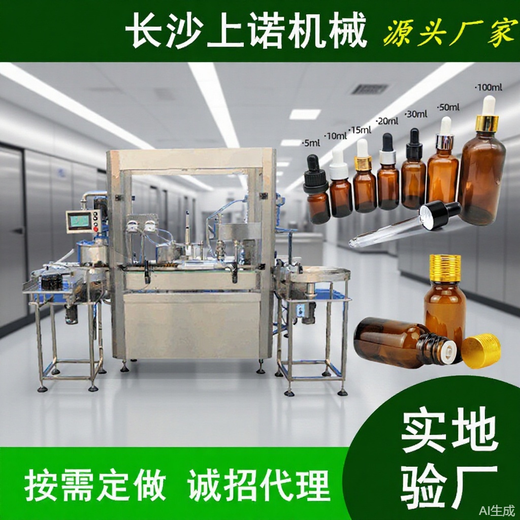 全自动小瓶精油拧盖烟酰胺精华液灌装旋盖机指甲油分装生产线