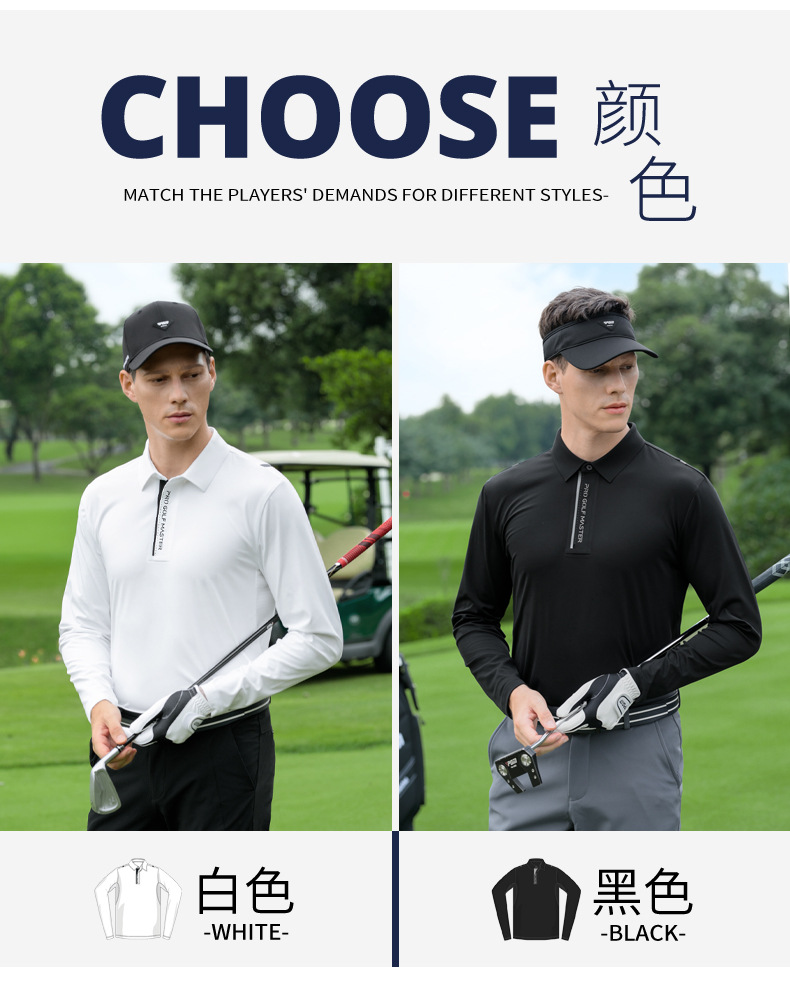 Áo polo nam dài tay golf cao cấp co giãn, nhanh khô thoáng khí — Tay áo dài màu trắng [cổ áo liền mạch/lỗ thông gió bằng laser/hút ẩm và khô nhanh] YF820 chi tiết 13