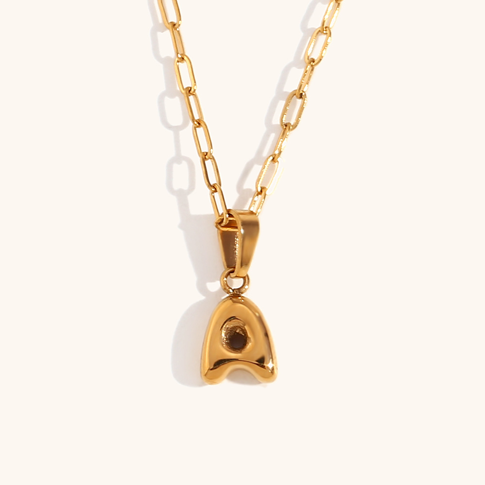304 Stainless Steel Chain Material PVD Coated Real Gold Plated Letter Stainless Steel Titanium Steel Simple Style Commute Waterproof Non Tarnish Stainless Steel Pendant Necklace