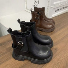 批发一件代发2025秋冬新款女童时尚中帮短靴子韩版公主软底马丁靴