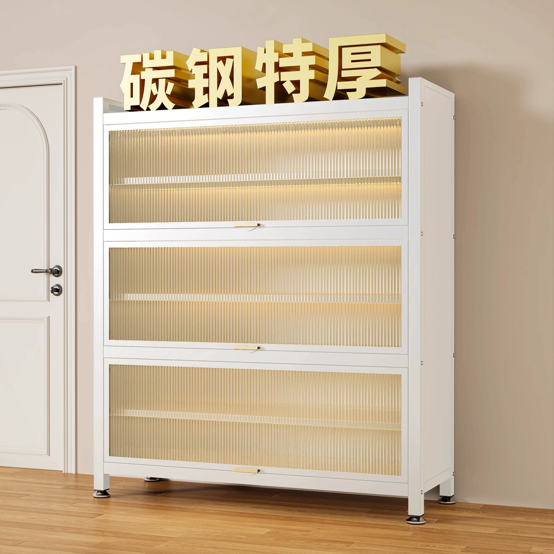 Стальной шкаф для обуви для входа в дом, встроенный шкаф для прихожей, вместительный шкаф для хранения в прихожей с дверью, пылезащитная полка для обуви.