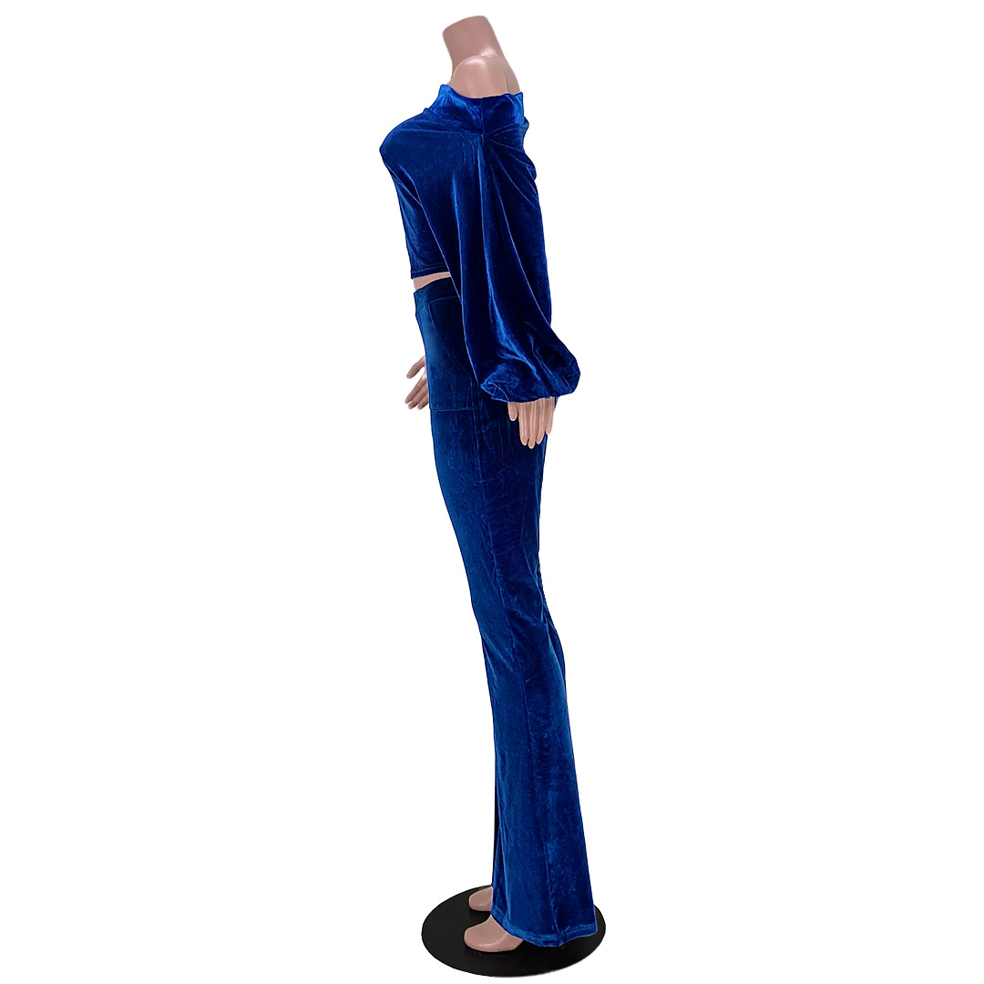 Completo pantalone donna per discoteca monospalla maniche a lanterna_voghion.com
