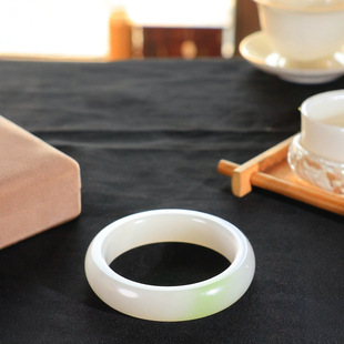 Jin Yu Tang Xinjiang Hotan Jade Collection Grade Smoke Zicui Green Two-color Bracelet Jade Warm and Smooth Oily Foot