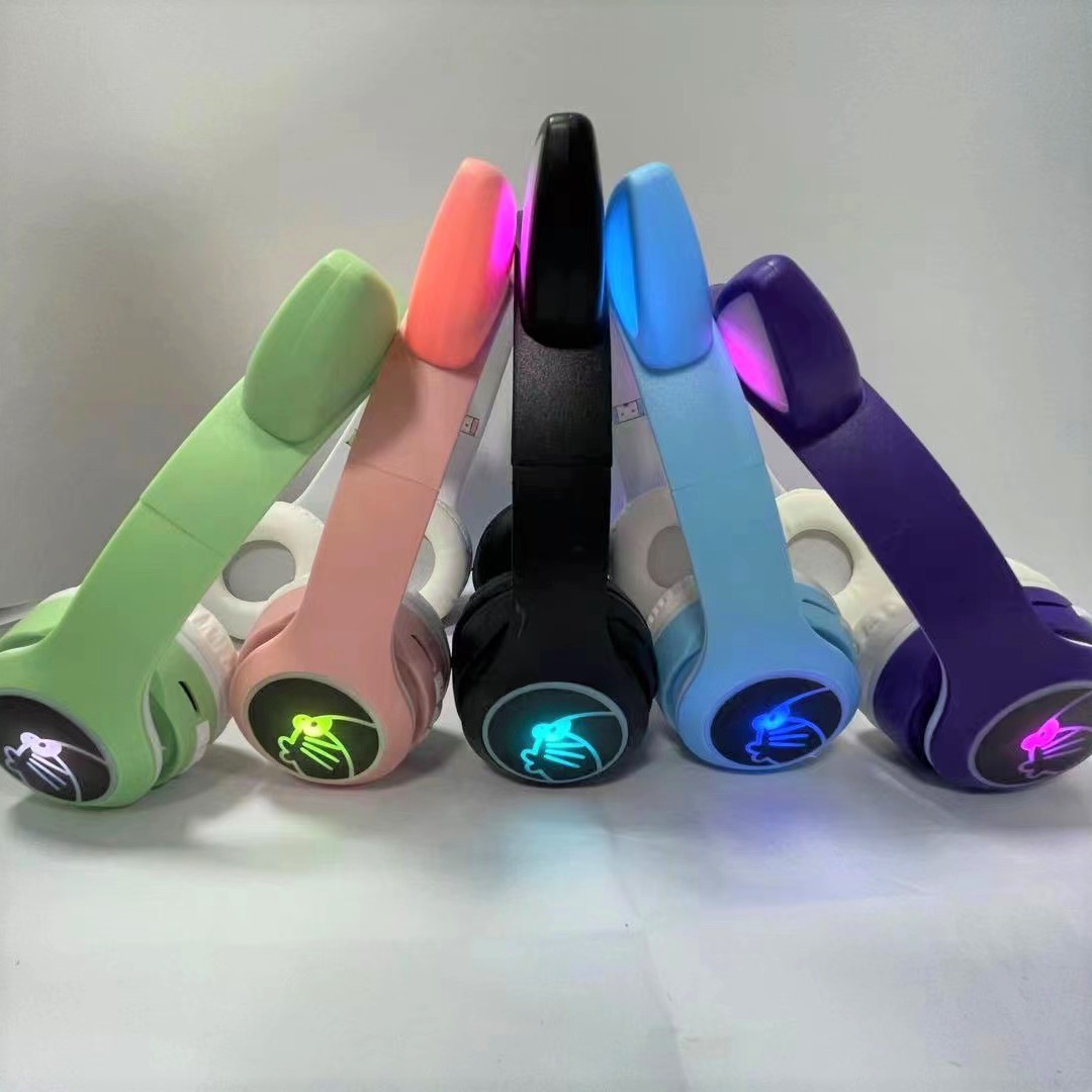 Nuevo VIV-24M luminoso orejas de gato bajo tarjeta plegable auricular inalámbrico respiración luz auricular Bluetooth