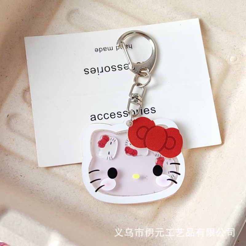 かわいい女の子漫画風平面インスタ風ハローキティキーホルダー、甘いキティ猫バッグチャームアクセサリー、女性向けトレンド|undefined
