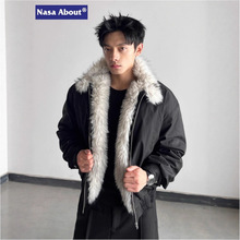 NASA毛绒立领夹克男冬季加厚保暖三防百搭休闲短款拉链棉服外套
