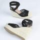 Amazon Cross-border Spring and Autumn New Wedge Thick Sole High Heel Baotou Women's Shoes Strap Rear Empty Straw Wiped Hemp Rope Bottom