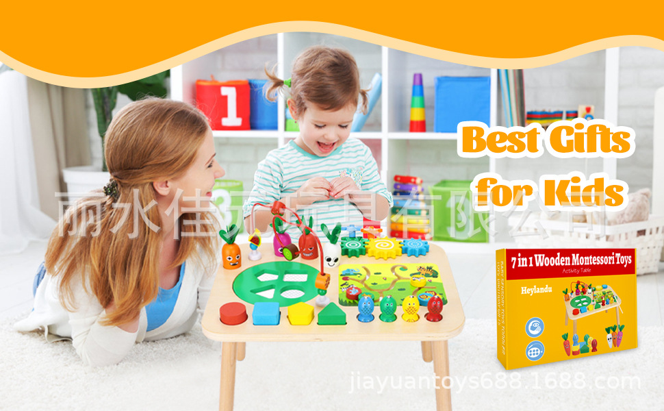 1 Yaşındaki Erkek ve Kız Çocukları İçin 7'si 1 Arada Ahşap Montessori Oyuncakları Bebek Yürümeye Başlayan Çocuk Duyusal Oyuncakları Ahşap Fabrika Aktivite Tablosu