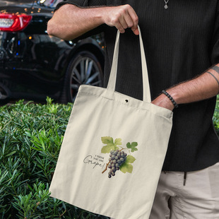 Supply Creative Simple Canvas Bag with Snap Button, Printable Logo Canvas Bag, Grape Pattern Cotton Bag, Cross-Border Dropshipping