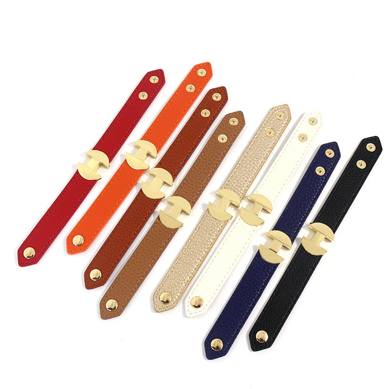 European and American personalized street style punk jewelry belt type PU leather bracelet wrist strap women’s bracelet jewelry_voghion.com
