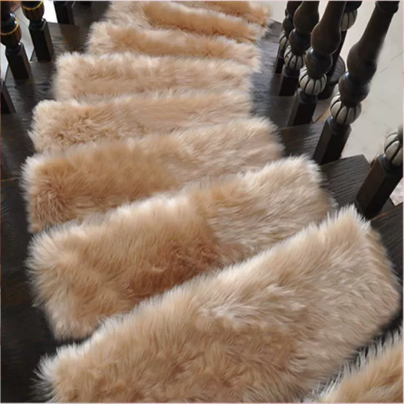 Имитация шерсти деревянный мраморный лестничный коврик с длинным бархатом ступенчатый коврик без клея