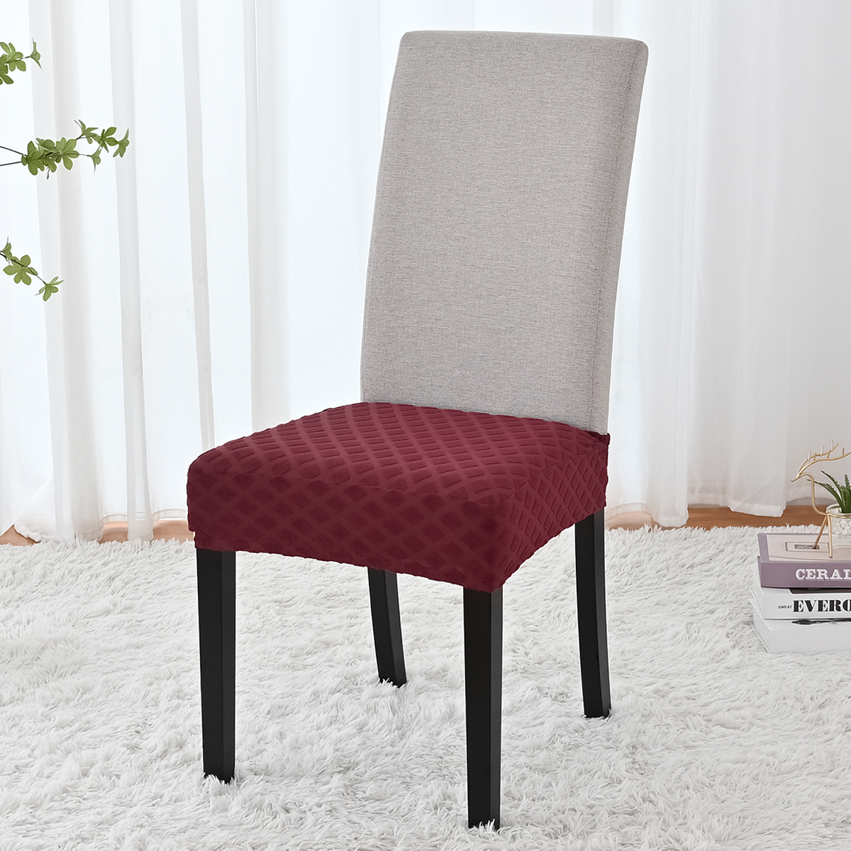 Transfronterizos sólidos elásticos jacquard diamante doble taburete elástico cubierta de silla de hotel polvo taburete cubierta de silla de comedor stock