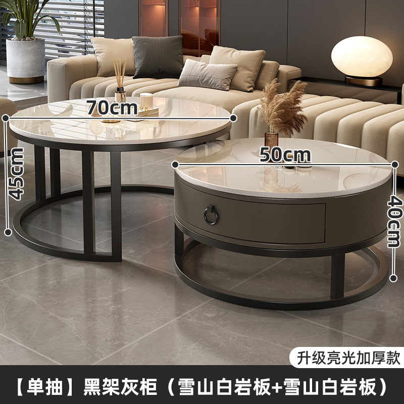 Mesa de té de roca sala de estar doméstica nueva mesa de té redonda roja de lujo moderno y simple mesa pequeña de lujo