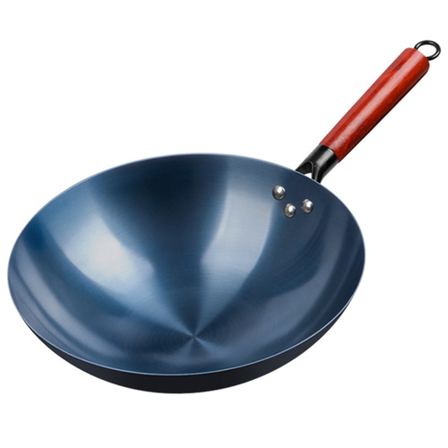 Zhangqiu handmade iron wok cooking pot home official flagship old-fashioned pure round bottom wok non-stick commercial uncoated
