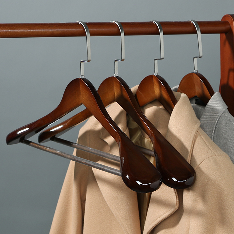 Wide-Shoulder Solid Wood Hanger for Thick Coats, Dedicated Coat Hanger for Home Use and Clothing Store Suit Display, Beech Wood Hanger