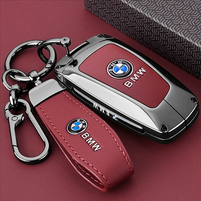 Series Key Cover 325I/330Li New: Car key bag - type-b-key-red-leather-rope-buckle-hanging-buckle