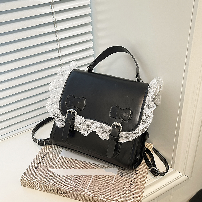 Casual commuting versátil tendencia de chicas lindas mochila de encaje de mujer pequeña personalidad fresca mochila image 10