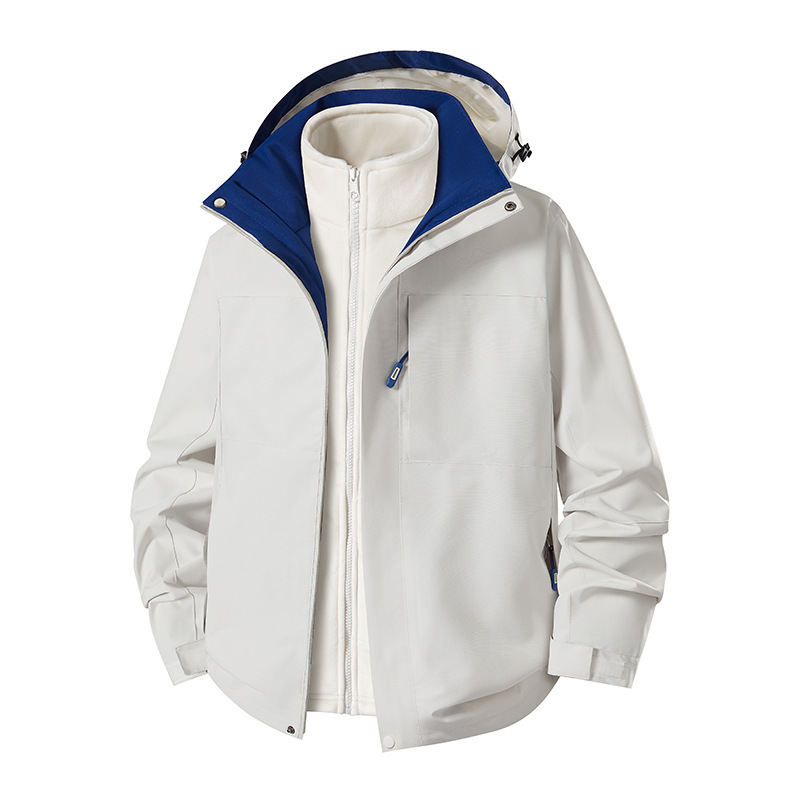 Autumn and Winter Windproof and Waterproof Three-In-One Detachable Water-Repellent Mountaineering Jacket Hooded Jacket for Men and Women Logo Group Purchase Autumn and Winter Windproof and Waterproof Three-In-One Detachable Water-Repellent Mountaineering Jacket Hooded Jacket for Men and Women Logo Group Purchase