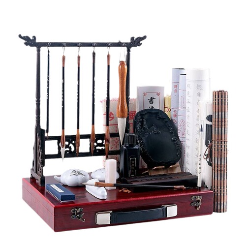 The four treasures of the study set for beginners, a complete set of professional-grade calligraphy brush sets for beginners to learn fine pen, ink, paper and inkstone