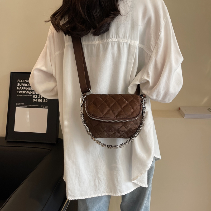 Hih quality diamond rid for women's Instaram niche desin, fashionable and versatile, one shoulder crossbody chain_voghion.com