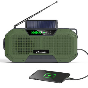 Ipx5 Waterproof Multi-Function Emergency Solar Hand-Cranked Power Generation Radio 5000 Mah Export Popular Model