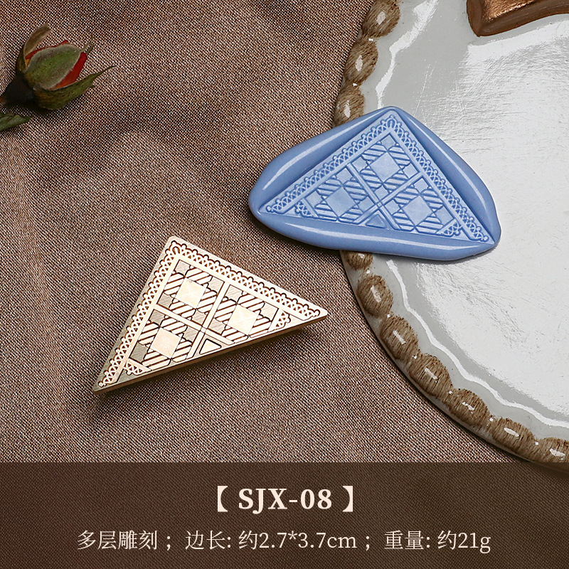 Fábrica directa fuego pintura sello cobre cabeza triángulo fuego pintura cera vintage Rosa tallada sellado cera mano cuenta regalo