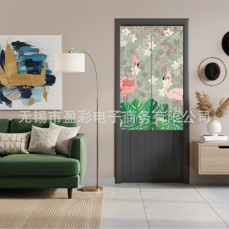 Amazon Temu Manufacturer Wholesale Printed Imitation Linen Door Curtain Partition Curtain Kitchen Bedroom Living Room Curtain Short Curtain Door
