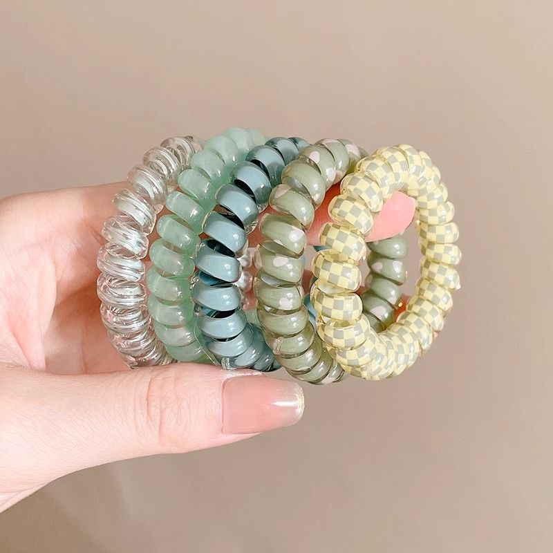 Alta cuerda de pelo durable elástico no daña el pelo banda de goma moda línea telefónica banda de pelo tocado temperamento simple cuerda de las mujeres corbata de pelo