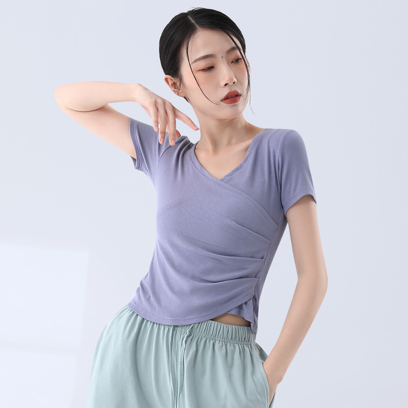 Classical Dance Practice Clothes for Women, Body-Shaping Training Clothes, Modern Dance Slim-Fit Short-Sleeve Tops, Women's Art Exam Body Suits, Slimming Effect