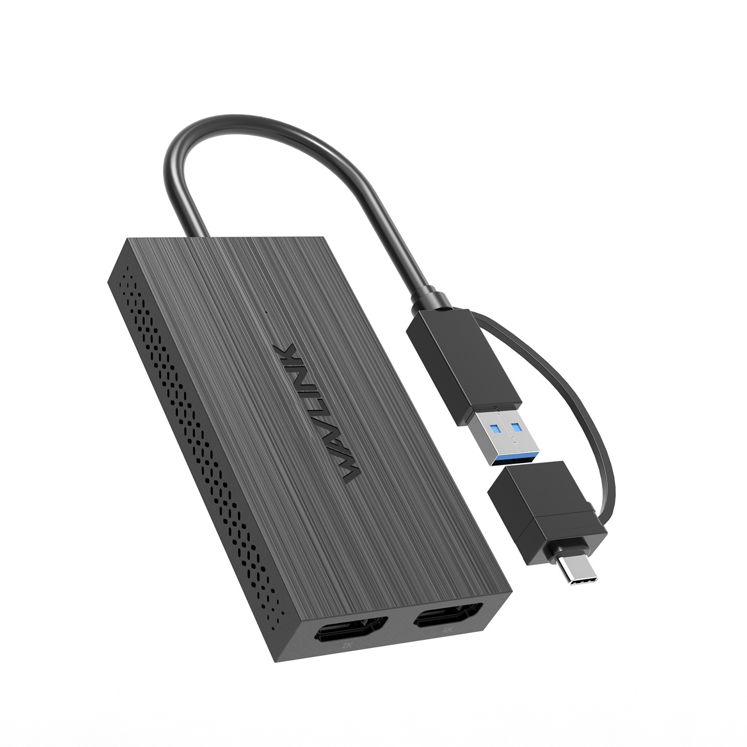 USB-C转双HDMI显示适配器4K高清视频扩屏显卡同屏扩展器4K加2K