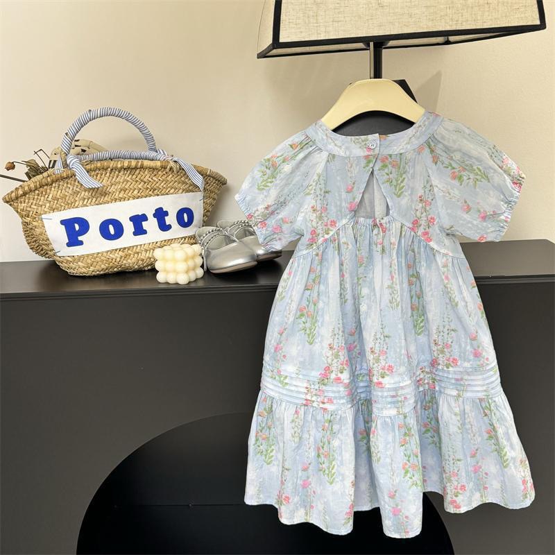 Girls' Summer dress Large Children's Floral dress Fashion Princess Dress Sweet Girl Student Fresh Loose