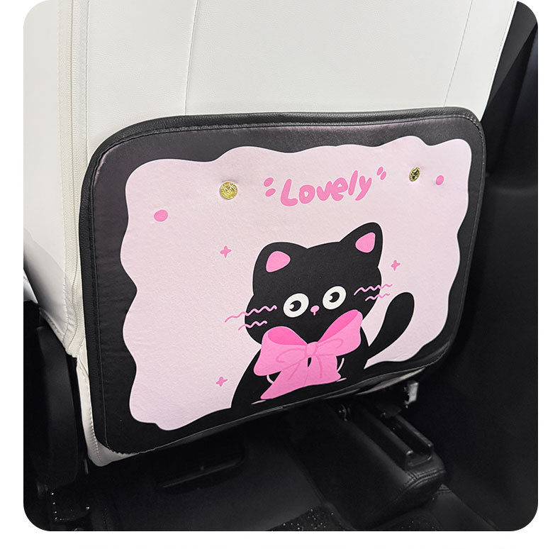 Cute Cat Cartoon Cute Car Seat Back Anti-kick Pad Simple and Comfortable Dirt-resistant Storage Bag Anti-kick Pad Anti-dirty Pad