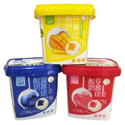 Strawberry Mango Yogurt Blueberry Balls Chocolate Balls Bucket 138g Fruit Pieces Candy Gift Box Dessert Snack