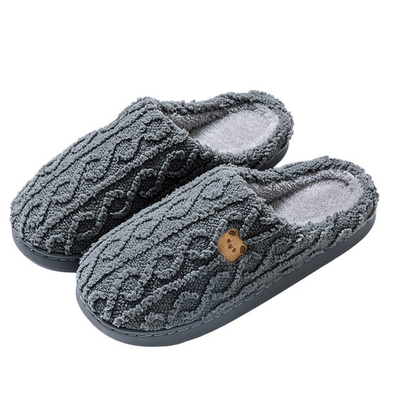 Bear Cotton Slippers Women's Autumn and Winter 2023 New Internet Popular Indoor Plush Cute Thick Bottom Warm Wool Slippers