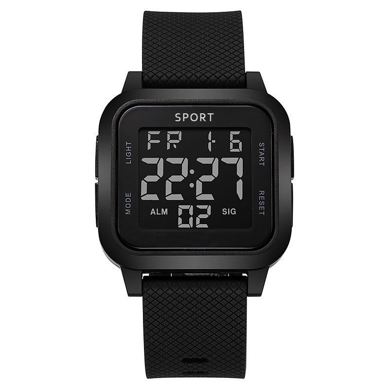 男士户外方形多功能运动电子表时尚简约防水男士休闲学生手表批发