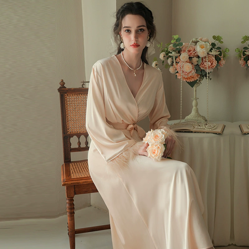 Bathrobe for bride, long bridesmaid dress