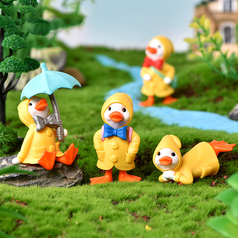 Directo de fábrica impermeable pato micro paisaje DIY jardinería decoración paraguas impermeable lindo pato artesanías de plástico
